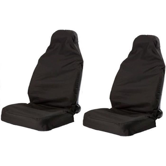 2 Pièces Housses De Siège Voiture Imperméables Noires - Protection Universelle Avant Avec Sac Rangement