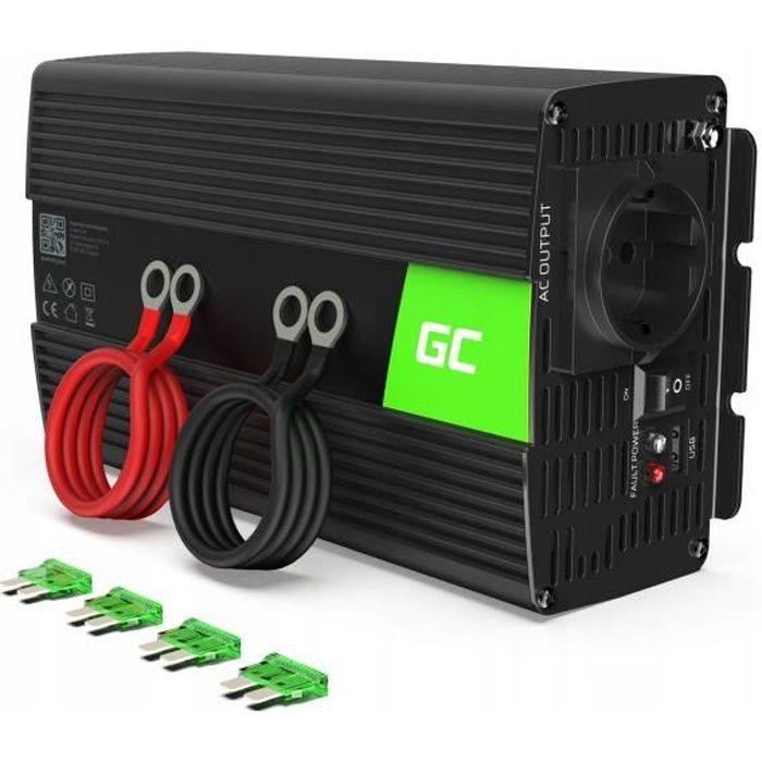 Convertisseur de Tension - Green Cell - 1000W/2000W - Sinus Modifié - DC 12V à AC 230V - Universel