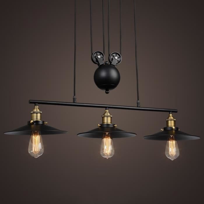 Lampe /À Suspension Design Moderne Plafonniers Lustre Vintage Poulie En Fer Bar Lampe E27 Luminaires Cuisine /Éclairage Vintage Classe /Énerg/étique A+++