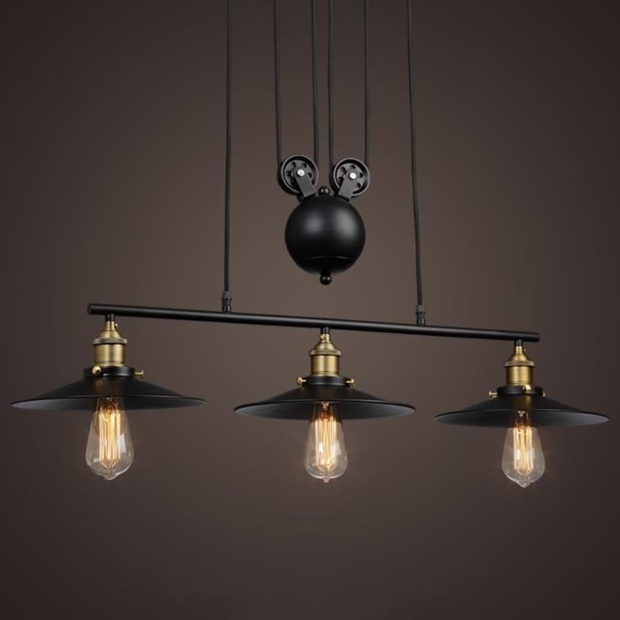 Idegu Industrielle Vintage Lustre Suspension E27 Pendentif Lampe