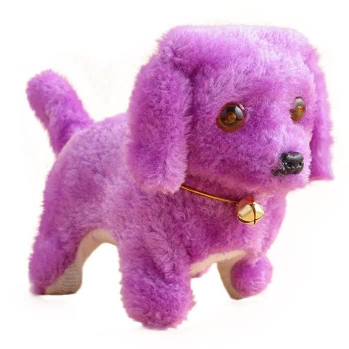 peluche électronique chien aboyant éclairage marche jouet chiot en peluche réaliste, violet
