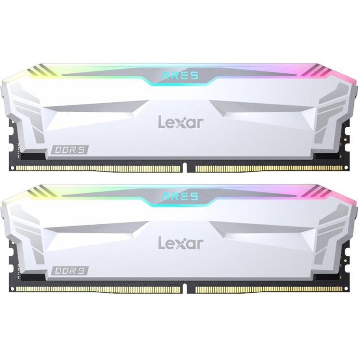 Kit Barrettes mémoire 32Go (2x16Go) DIMM DDR5 Lexar Ares RGB PC5-51200 (6400 MHz) (Blanc)