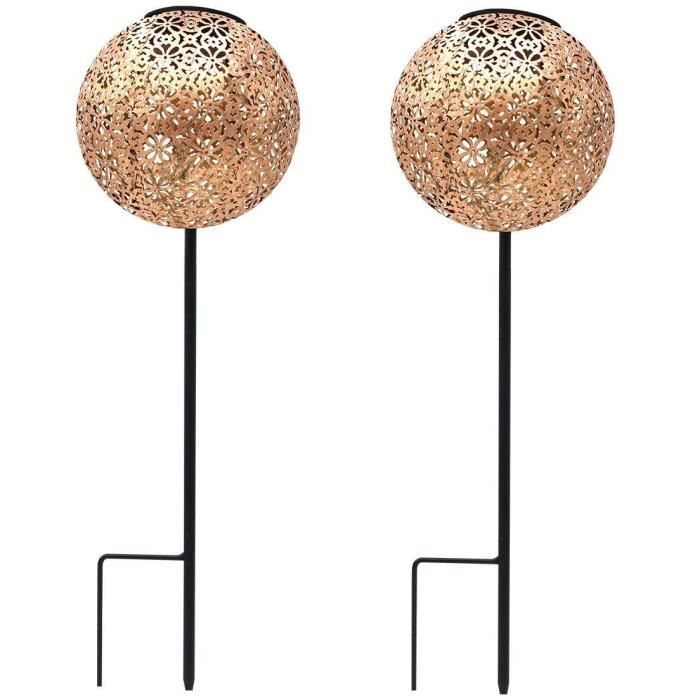 Lot de 2 balises solaires à planter - LUMISKY - AGADIR - H45 cm - Style oriental - LED blanc chaud