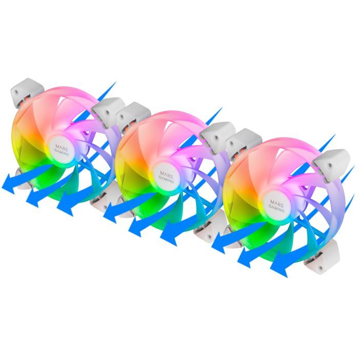 Ventilateurs - MARS GAMING - MF-3AR - Éclairage ARGB 360° - Pales Inversées - 120mm