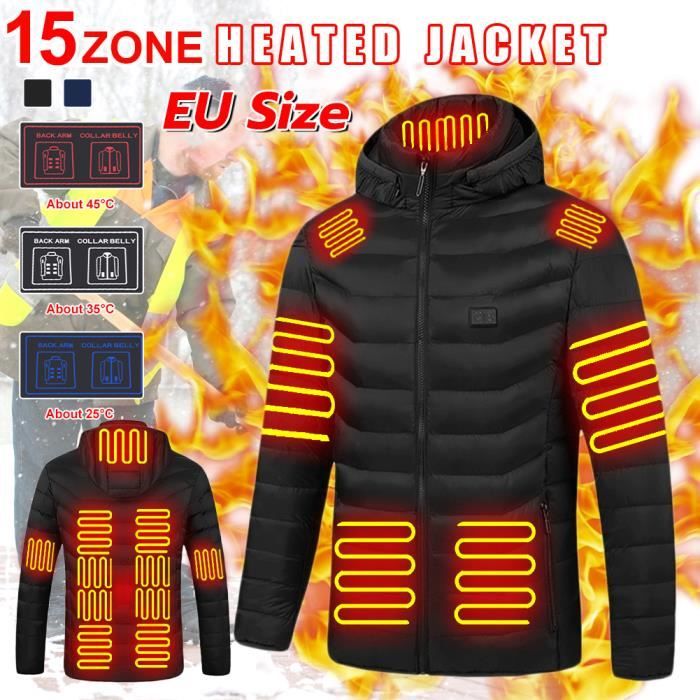 Veste Chauffante Rechargeable - 9 Zones De Chauffage - 3 Températures - Batterie 10000mAh Incluse - Homme Et Femme