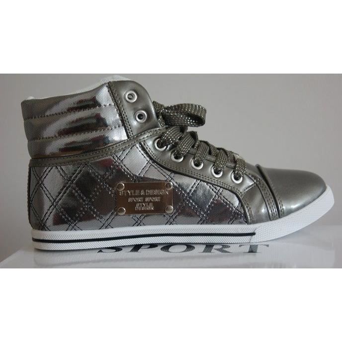 Basket montante brillante fashion Argenté Argenté - Cdiscount Chaussures