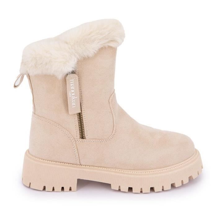 Bottines fourr es double fermeture Odessa Femme MANOUKIAN Beige