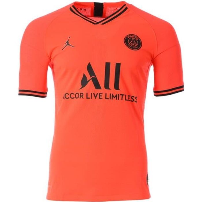 Maillot PSG Authentic Third Homme Nike Jordan 2019/2020 - Coupe ajustée -  Col en V - Orange