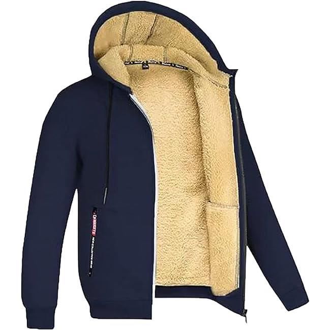 Sweat ?� Capuche Homme Polaire - Marque - Mod?�le - Hiver Chaud - Manches Longues - Bleu Marine 