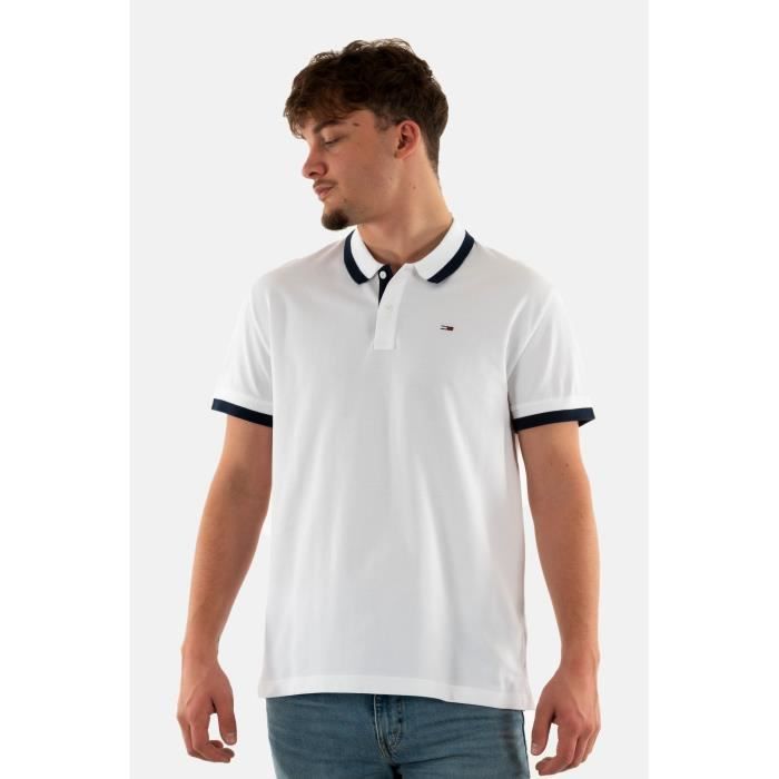 Polos tommy jeans reg solid tipped ybr white