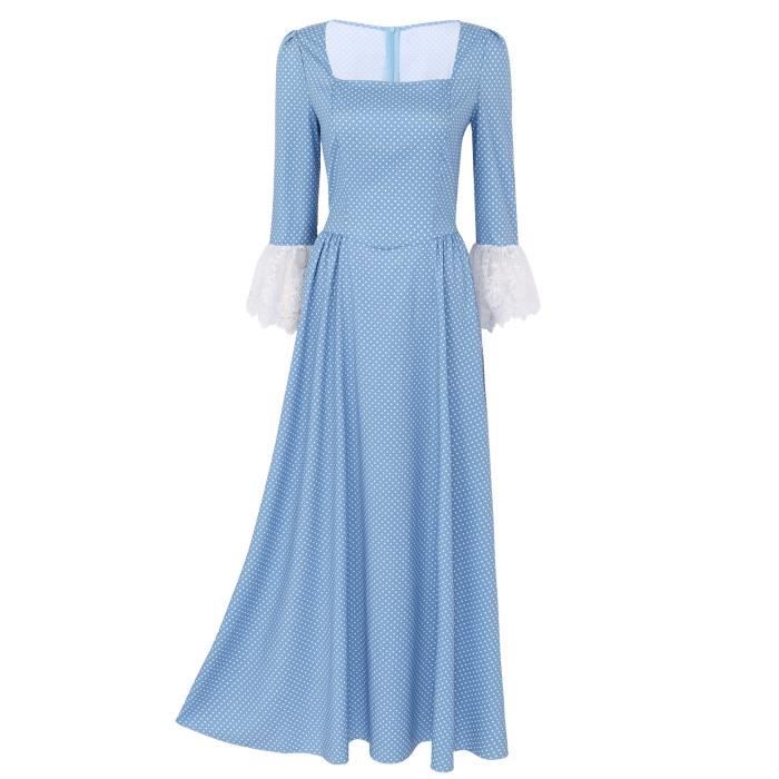 Robe Longue Vintage Femme Robe A Pois Boheme Robe De Soiree Manches Longues Robe De Plage Elegante Automne Hiver Vacances S Xxl Bleu Bleu Achat Vente Robe De Ceremonie Cdiscount