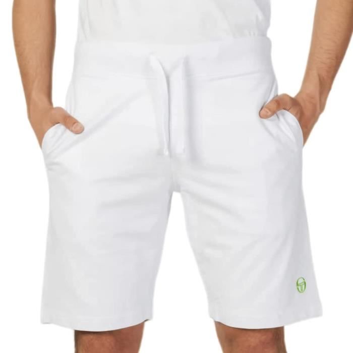 Short Homme Blanc - SERGIO TACCHINI - Taille élastique - Logo brodé - 100% Coton