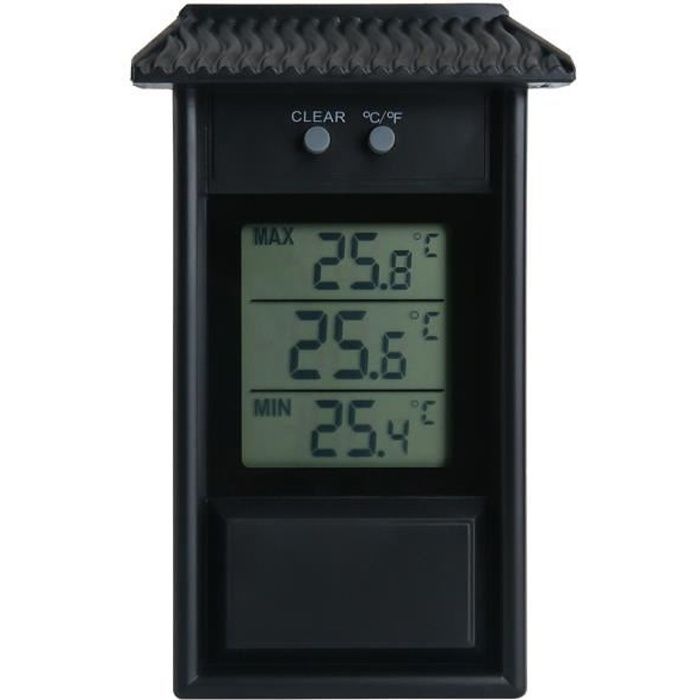 Thermomètre Min Maxi Affichage digital Serre de jardin - Mur intérieur ou extérieur