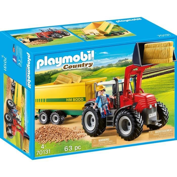 Playmobil 70131 Country Tracteur géant avec remorque Multicolore