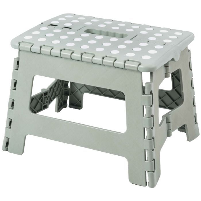 Marche Pied Pliable Plastique Blanc//Gris 30 x 22 x 32,5 cm 150 KG