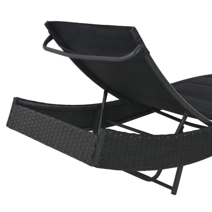 ABB Chaise longue Résine tressée et textilène Noir Qqmora BSD46177 Cdiscount Jardin