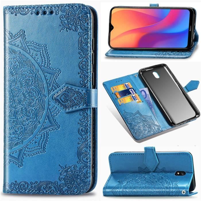 Protection Housse en Cuir PU Portefeuille Livre, , Noir pour 5,5 Pouces Redmi 7A Emplacements Cartes , Fonction Support , Tenphone Etui Coque pour Xiaomi Redmi 7A Languette Magn/étique