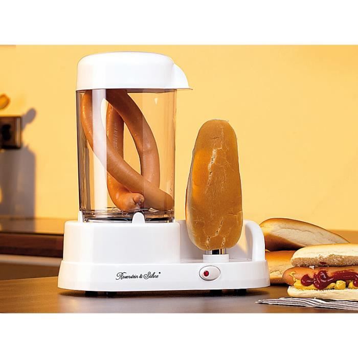 Machine à Hot-Dog - ROSENSTEIN & SOHNE - 350 W - Blanc - Cuisson vapeur - Réchauffage pain