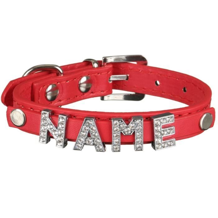 Meilleurs prix pour Collier pour chien personnalisé 'My-Name' avec 5 lettres strass - SCARLET BIJOUX - Rouge (XS 26cm)