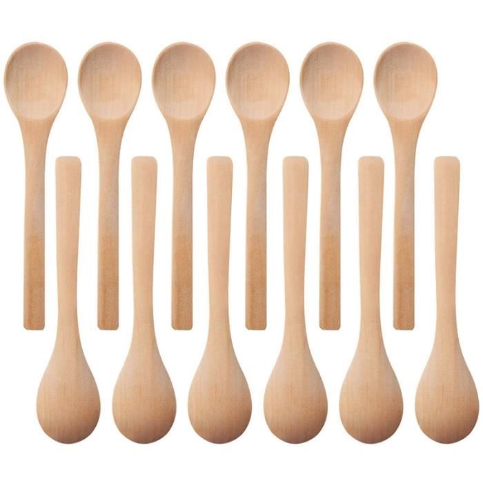 30 Mini Cuillères En Bois - Rondes 6,8cm - Pour Sel, Épices, Confiture, Miel - Naturel Et Écologique