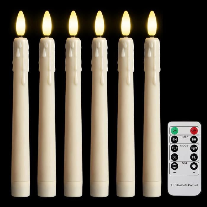 4 Bougies Coniques Sans Flamme Fanna - Minuterie Et Télécommande - Finition Cire