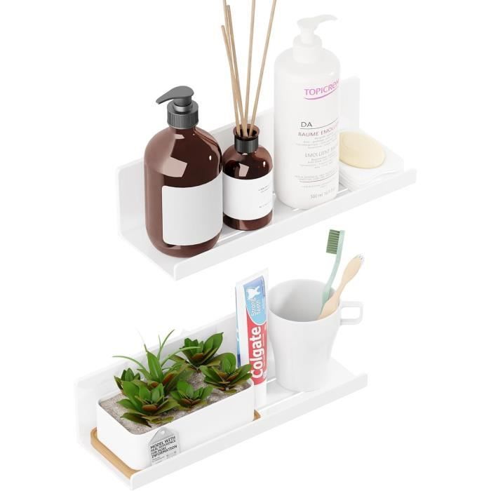 PAVSTINE Étagère Murale, Étagère Murale Sans Perçage Blanche,Étagère à