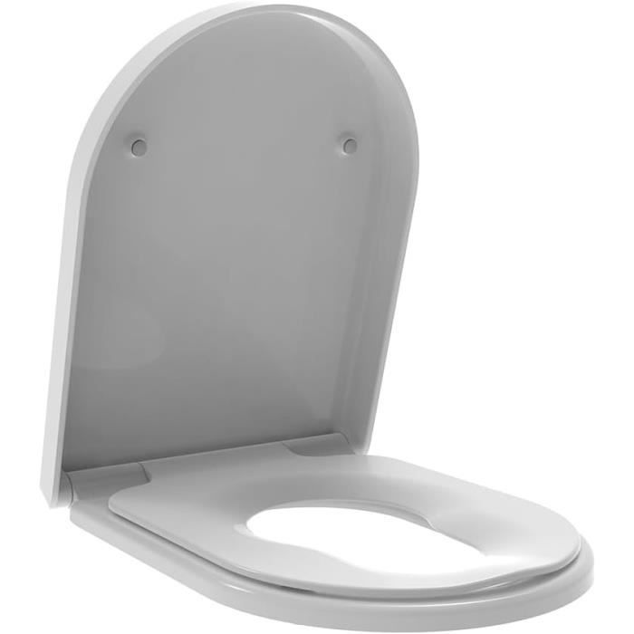 SCHÜTTE 82910 Abattant De WC En Duroplast En Forme De D Avec Système D'abaissement Automatique Et Fermeture Rapide Pour Un Nettoyage Facile, Charge Maximale Des Lunettes De Toilette 175 Kg Blanc