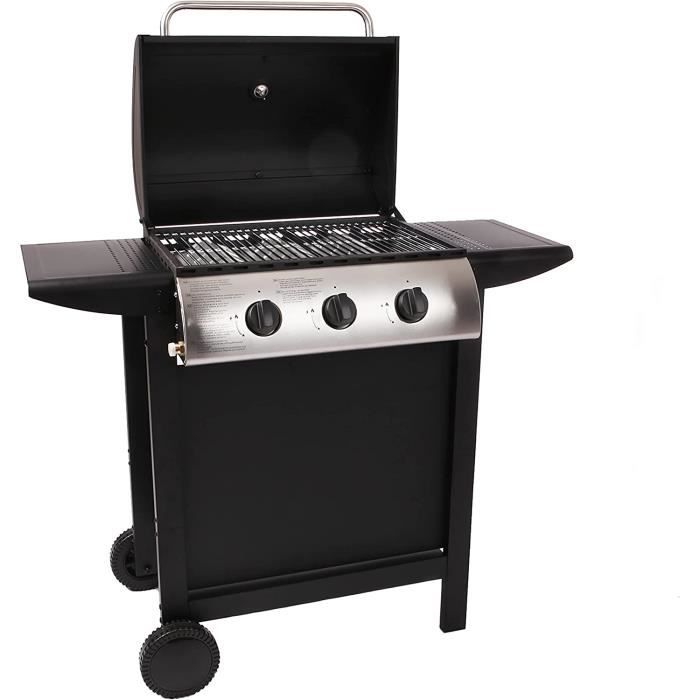 LOFOTEN 2 Gas Barbecue With 4 Burners - Power 12 KW - 118.5 X 57.5 X 104.5 Cm - Hood With Thermometer - 2 Steel Grills, 2 Removable Side Shelves, 1 Low Tray - 2 Wheels - Black : : Garden