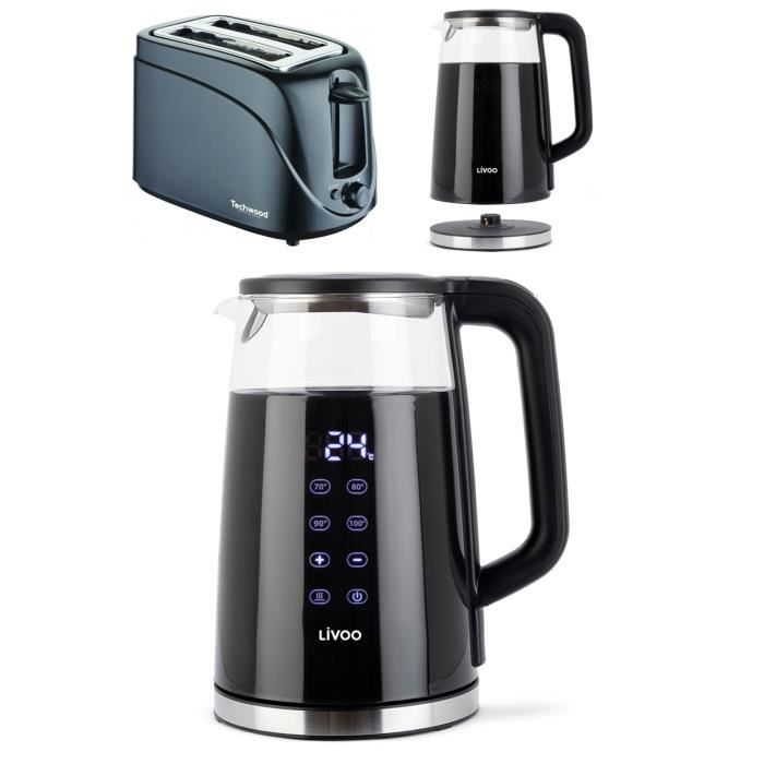 Bouilloire théière SANS FIL automatique en verre 1 7 Arrêt automatique Rotation à 360° sur son socle Affichage Digitale et - vue 3