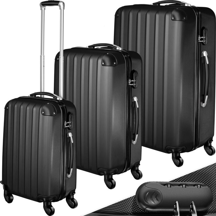 Noir - TSA7260S1 Valise avec Serrure TSA Polycarbonate valise mallette rigide noir Set ou individuellement noir 