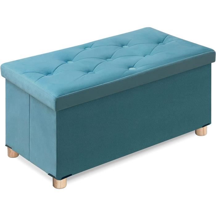 MUXItrabe Banc De Rangement Pliable 40x25x25 Cm – Pouf Tabouret Coffre Multifonction Style Tibétain Cyan