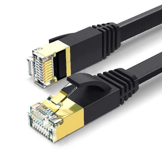 Câble Réseau CAT7 – 20 M – RJ45 – 10 Gigabit – Gris – Pour Internet Haut Débit, Gaming, TV, Box