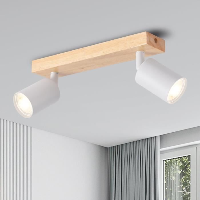 Plafonnier LED Hofstein - Style Moderne En Bois Blanc/Marron - Pour Salon Ou Chambre