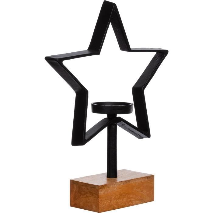 Bougeoir étoile En Verre Multicolore Et Métal Noir - 10 X 17 Pouces, Déco Intemporelle