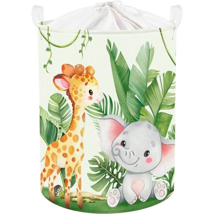 Panier à Linge 45L Clastyle Motif Forêt Animaux | Repliable Avec Couvercle | Pour Jouets, Vêtements Ou Rangement Enfant
