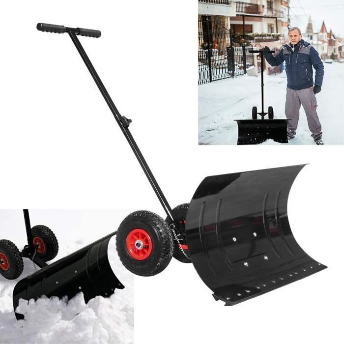 Pelle à Neige Avec Roues HENGMEI - Lame Métallique Réglable 45°, Largeur 460 Mm, Pour Allée, Trottoir