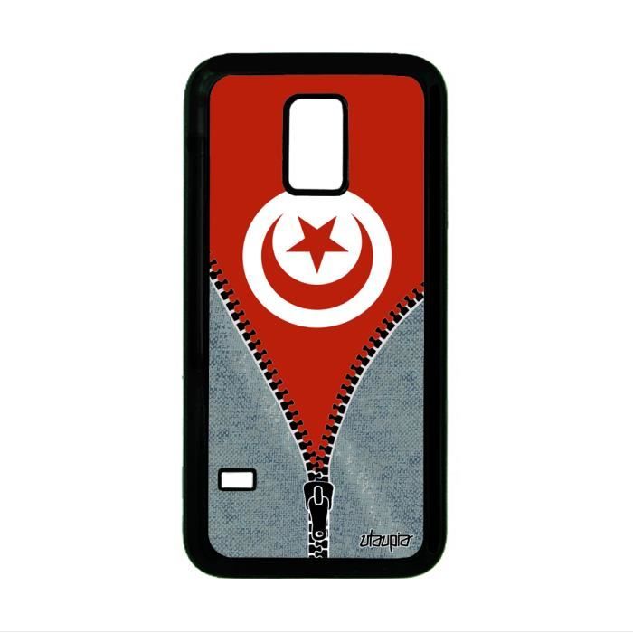 Coque Samsung S5 mini silicone drapeau tunisie tun