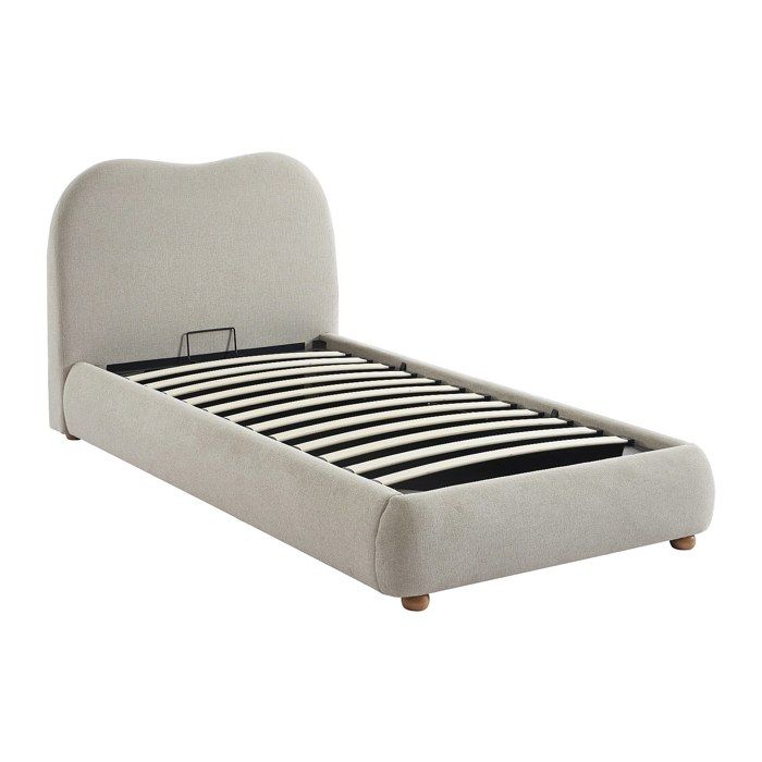 Lit coffre 90 x 190 cm - Tissu - Beige - VANARI