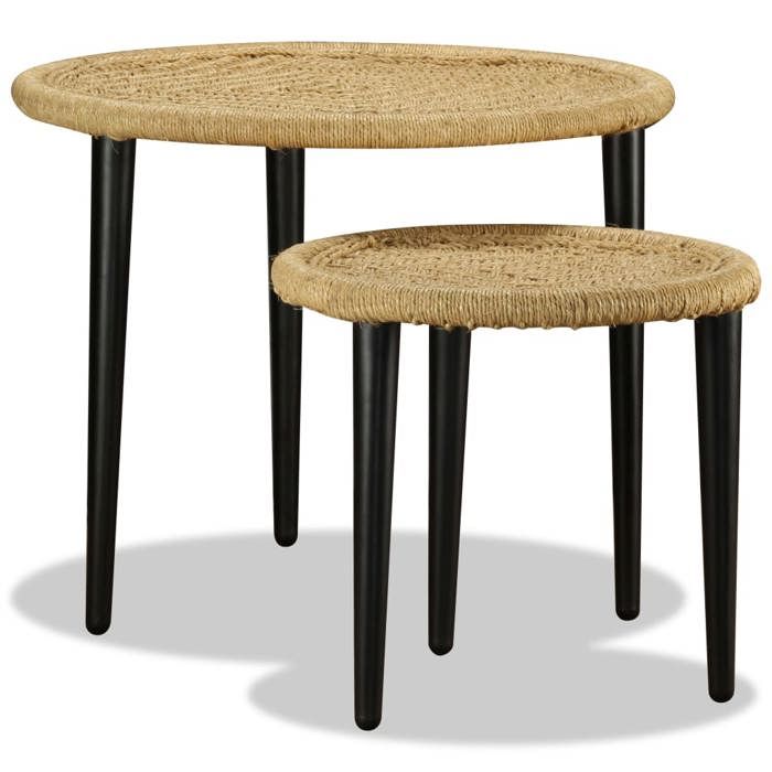 Table basse - vidaXL - 2 pcs - Jute naturel - Acier robuste - Beige