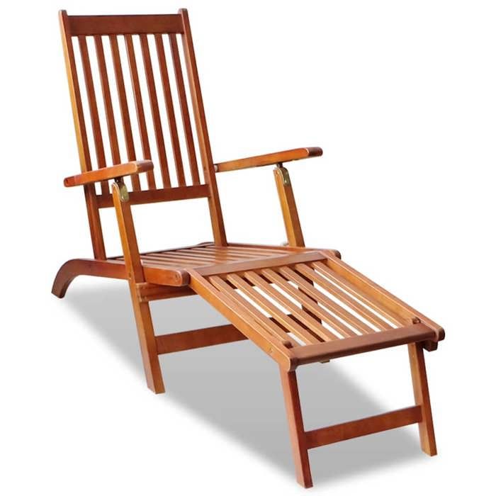 Chaise de terrasse en bois d'acacia massif - VidaXL - Réglable en hauteur - Résistante aux intempéries