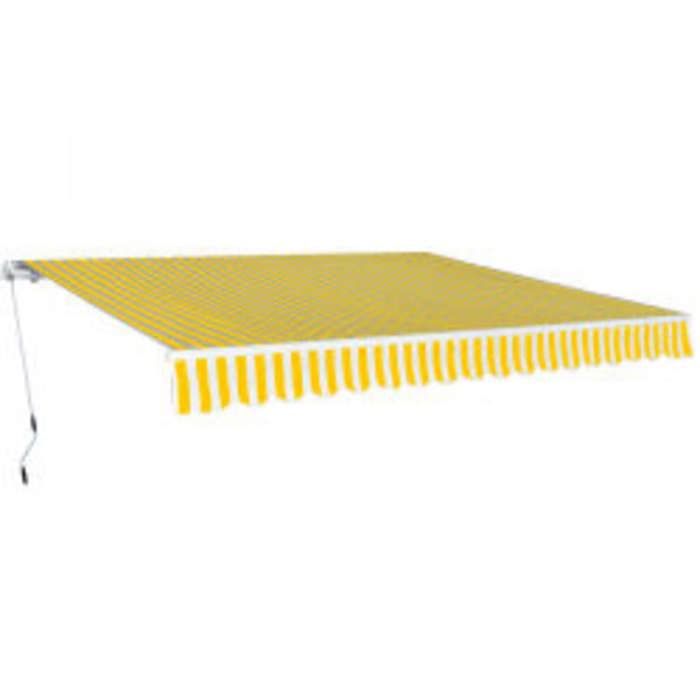 Tissu De Remplacement Cantonnière D’Auvent Jaune Blanc 5 M - Toile Store Patio Jardin Parasol - VidaXL