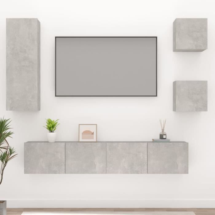 vidaXL Ensemble de meubles TV 5 pcs Gris béton Bois dingénierie 3114441