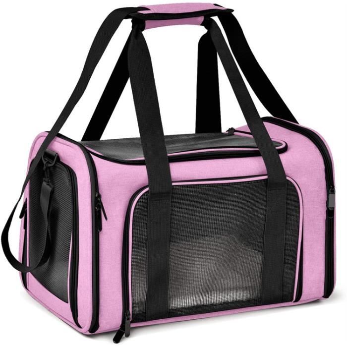 Comparer les prix de Sac de Transport pour Chat Chien Cage VIPITH, de Transport Pliable pour Moyen Petits Animaux en Avion Cage, pour Animaux Moyens-Rose