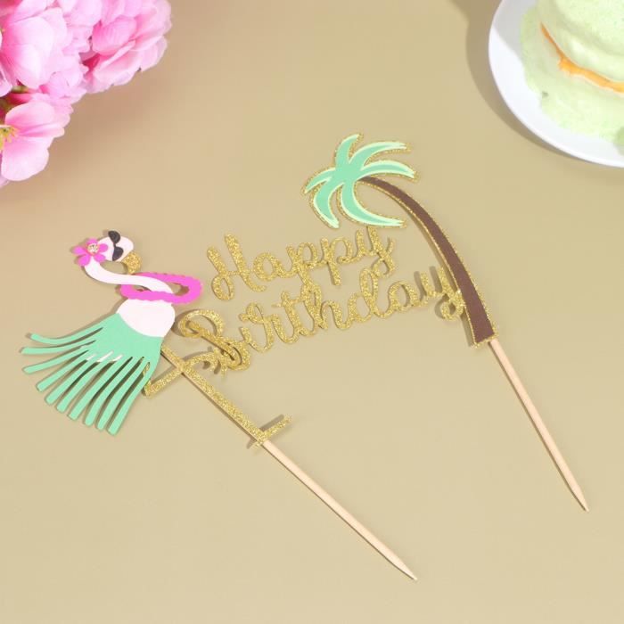 6 Pcs Gateau Topper Noix De Coco Hawaien Parti Fournitures Cupcake Picks Fruit Insert Pour Theme Partie Figurine Decor De Gateau Cdiscount Maison