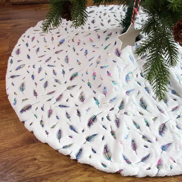 Jupe De Sapin De Noël 90 Cm - Peluche Blanche - Cache-pied Déco Avec Fermeture Auto-agrippante - 2