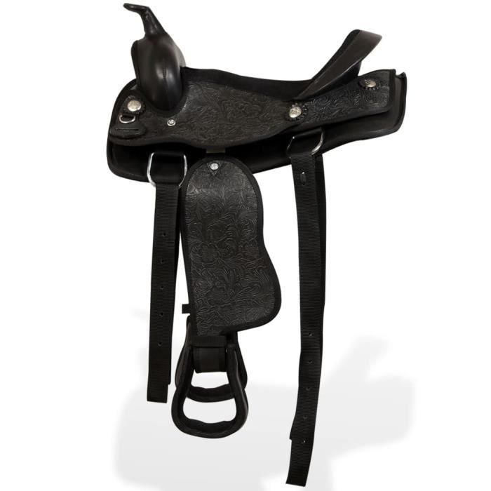 FAN - Selle, bridon et col de poitrine Cuir véritable 12 po Noir - DX8662 - Sport