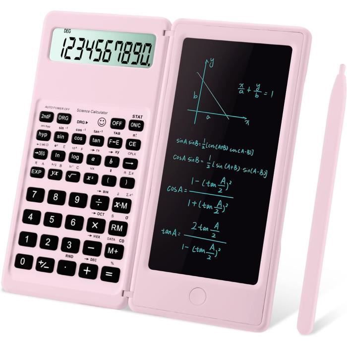 Calculatrice Scientifique, Design Multifonctionnel, 240 Fonctions, Calculatrice 12 Bits, Couverture Rigide Coulissante, Facile à Utiliser, Avec Grand écran Pour étudiants (rose
