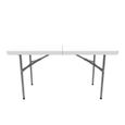 Table en Plastique Robuste, Table Pliante Transportable, 122 x 61 cm, Blanc, Pliable en deux, Matériau:  HDPE-1