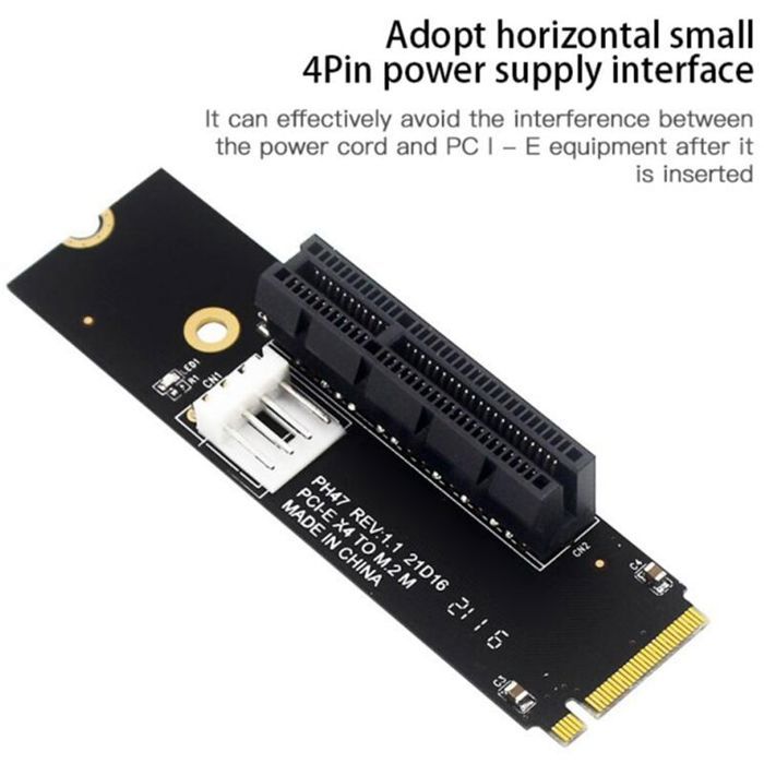 NGFF M2 Vers PCI-E 4X Riser Card M2 M Key Vers Adaptateur PCIe X4 avec ...