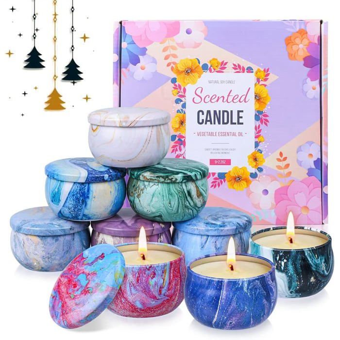 Coffret Cadeau De 4 Bougies D'aromathérapie Parfumées Pour Femme - Lot Décoration Maison